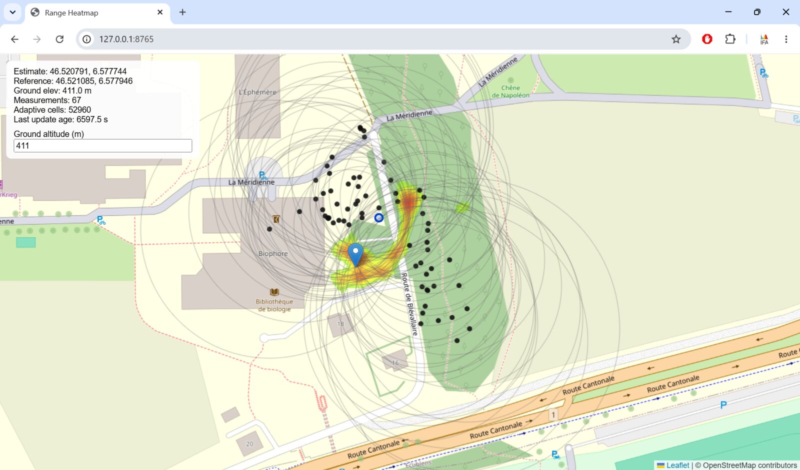 OuiBee — mapa de localización de nido